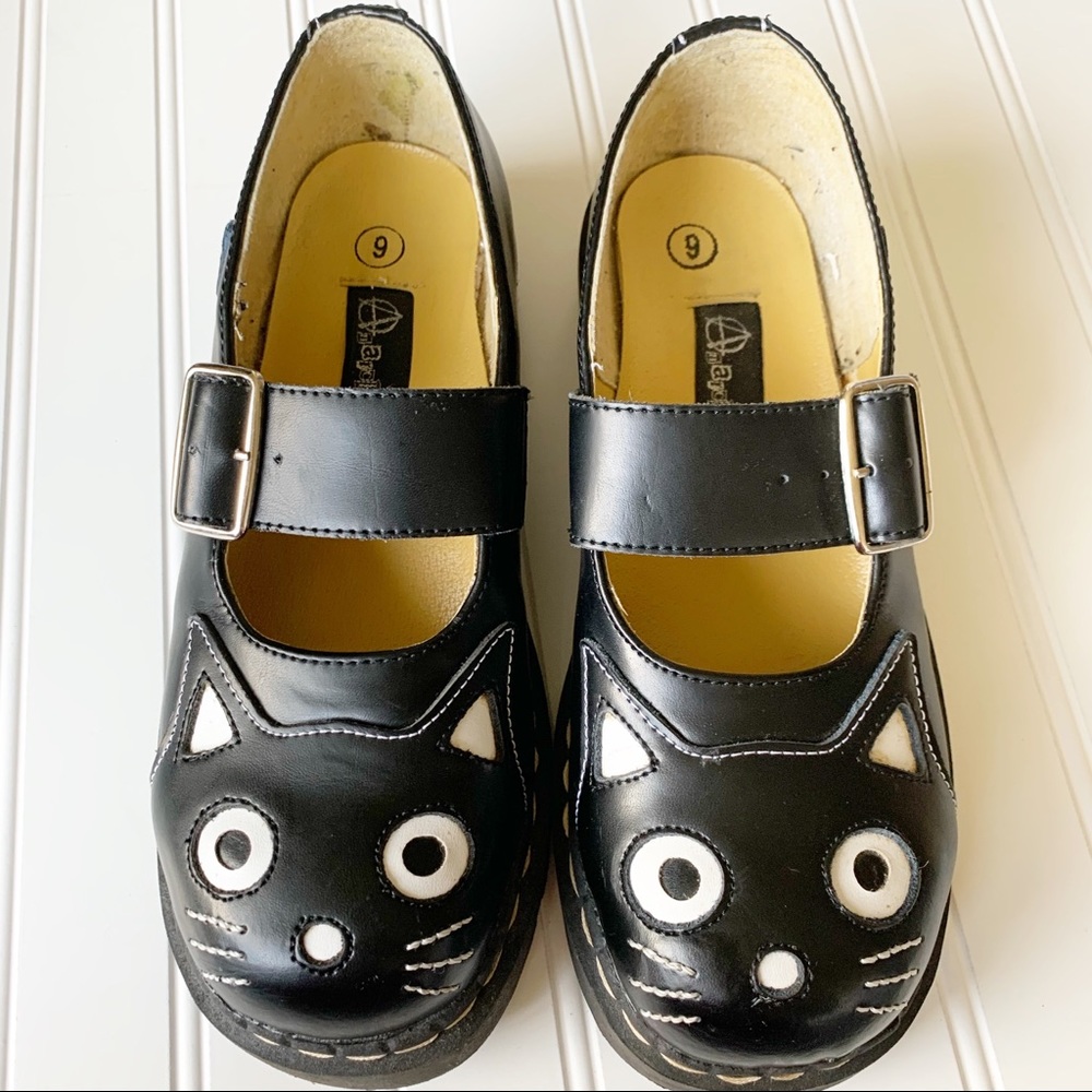 Anarchic By TUK Kitty Cat Face Mary Jane Shoes